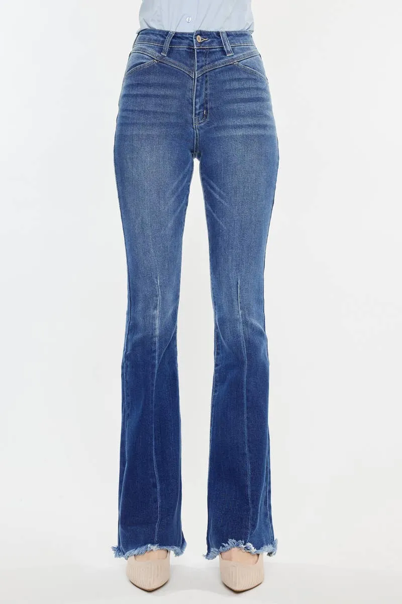 Western KanCan High Rise Frayed Hem Flare Jeans