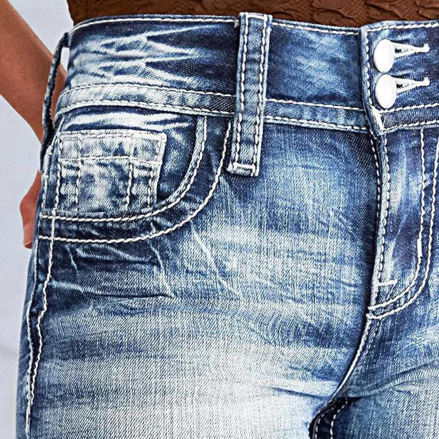 Womens Bootcut Jeans Cute Stretchy Boyfriend High Waisted Flare Jeans Y2K Trendy Country Mom Straight Leg Denim Pants