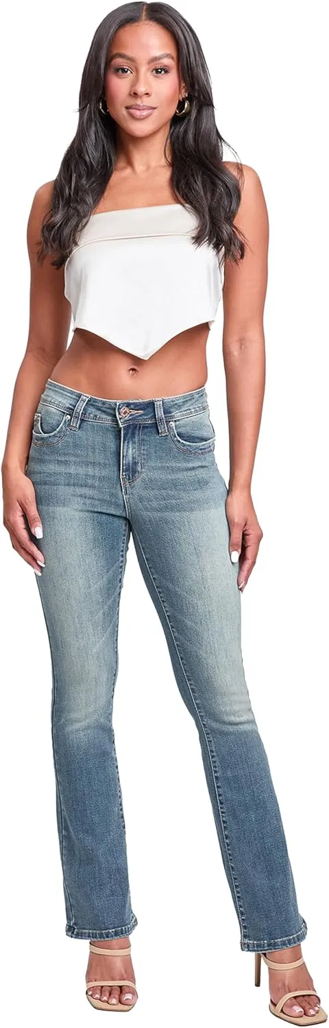 YMI Women's Wannabettabutt Mid Rise Bootcut Jeans